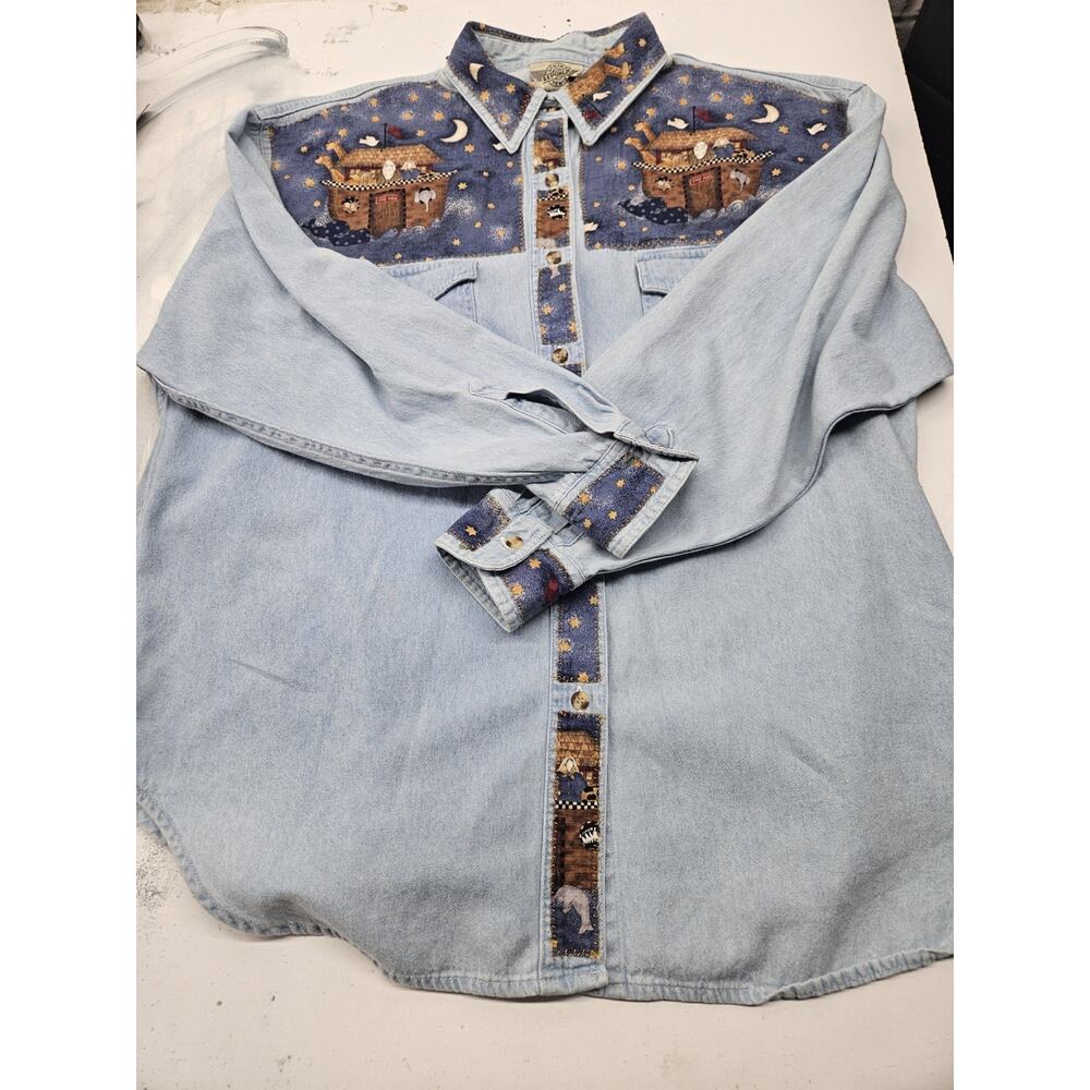 Women's Noah's Ark Jean Jacket Size XL Denim Republic 100% Cotton